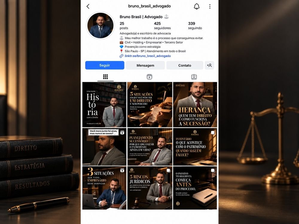 Perfil do Instagram do escritório Bruno Brasil Advocacia após produção de conteúdo conduzida pela WIRED